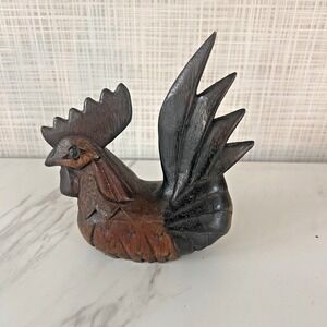 Handcrafted Carved Mandalay Box Co. 6" Rooster Figurine Made in Thailand BxFF